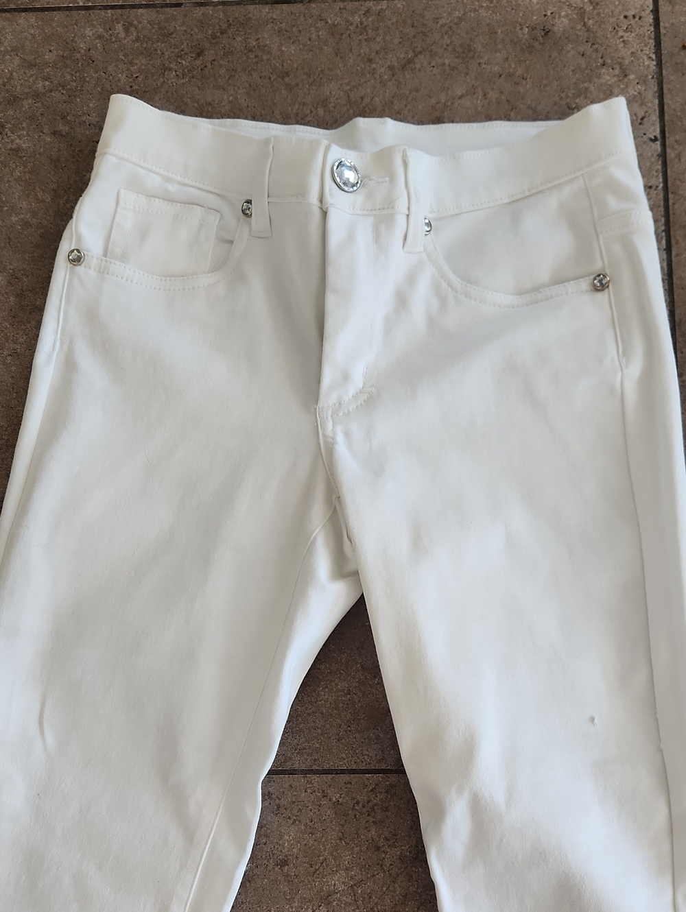 White Women's Slim Stretch Jeans - Picture 2 of 14